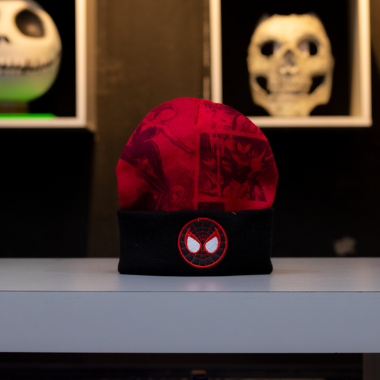 Gorro de Miles Morales Spider-Man de Marvel, estampado de cómic y emblema bordado