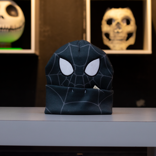 Gorro de Spider-Man traje negro de Marvel, con telaraña gris